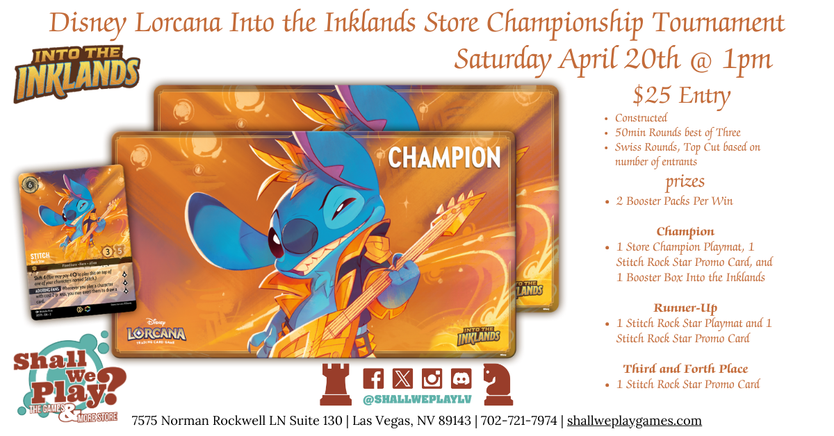 Lorcana Into the Inklands Championship -  4/20 @1pm