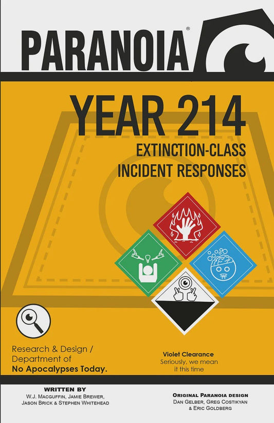 Paranoia RPG Extinction-class Incident Response Book