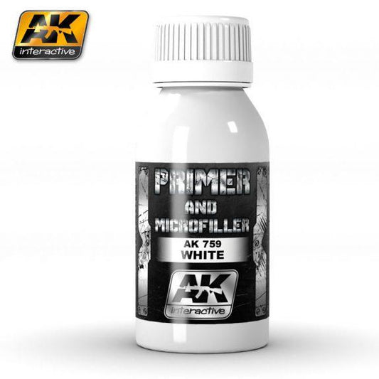 AK Interactive Primer and Microfiller White (Metalics) 100m