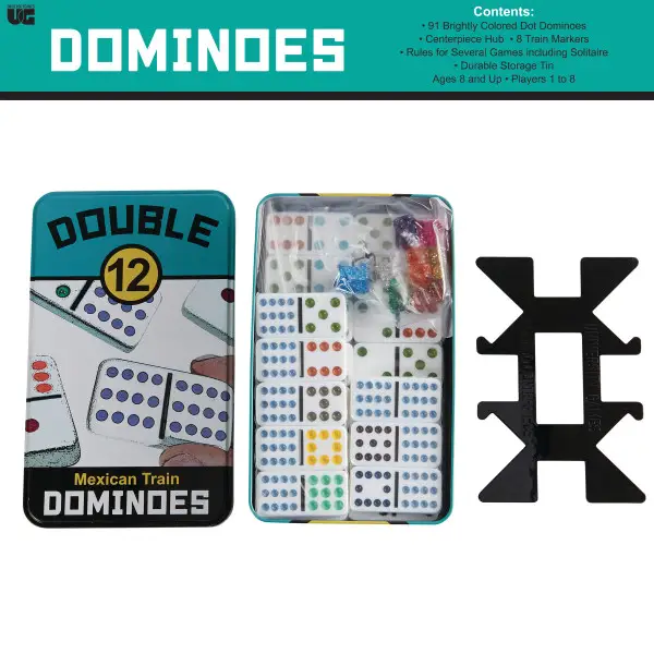 Dominoes Double 12 Mexican Train in Tin