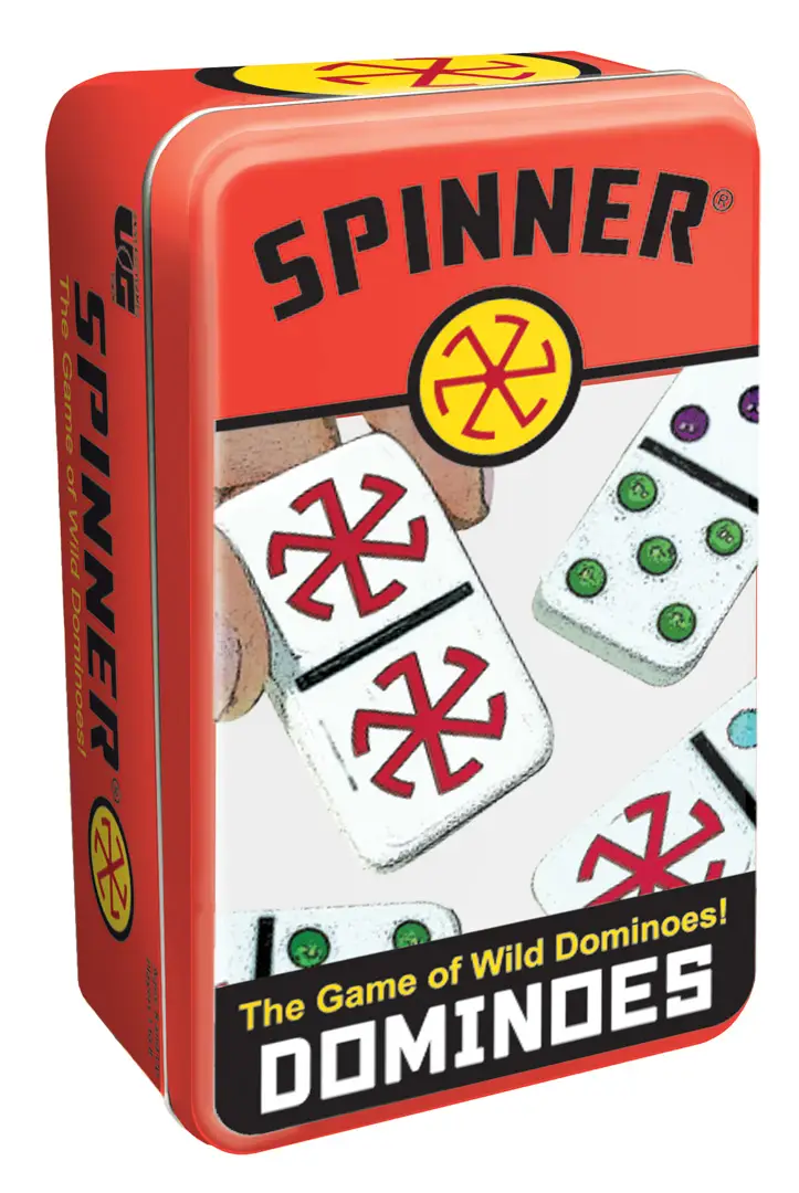 Dominoes Double 9 Spinner in Tin