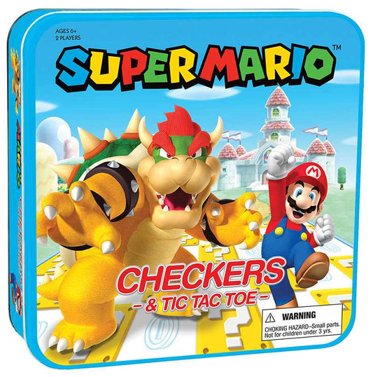 Checkers and Tic Tac Toe Combo Set Super Mario vs Bowser