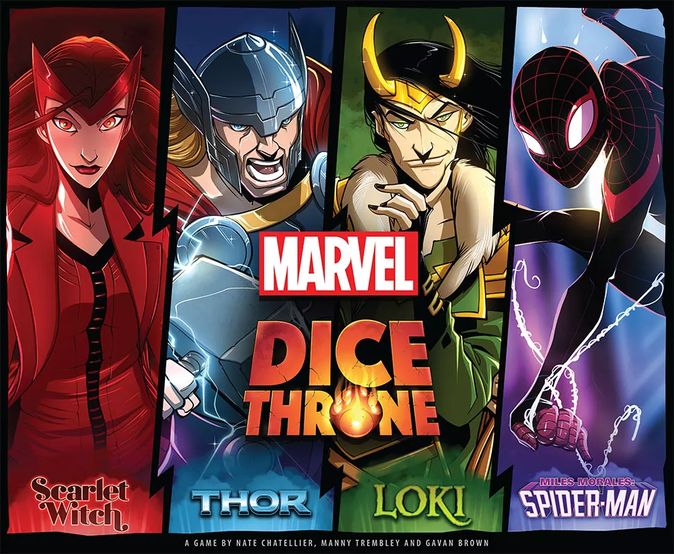 Dice Throne Marvel Quad Hero Box Scarlet Witch, Thor, Loki, and Spider-Man